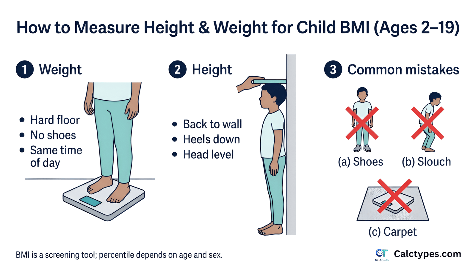 How to measure a child’s height and weight correctly for BMI calculation