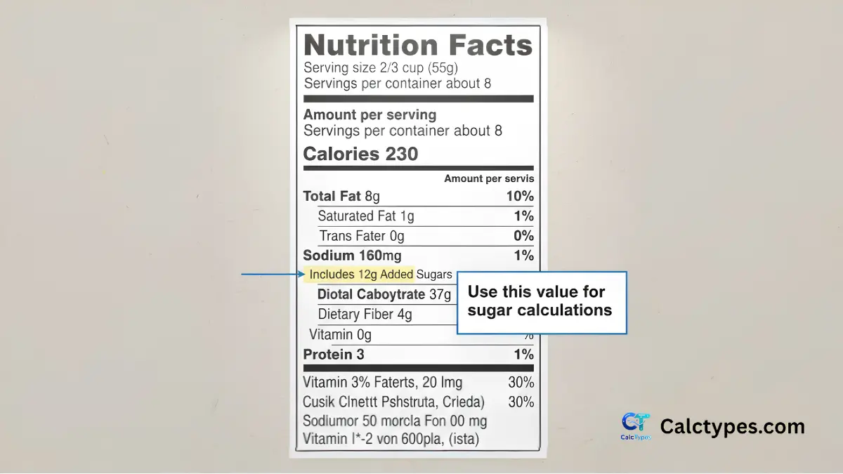 Nutrition Facts label with Added Sugars line highlighted