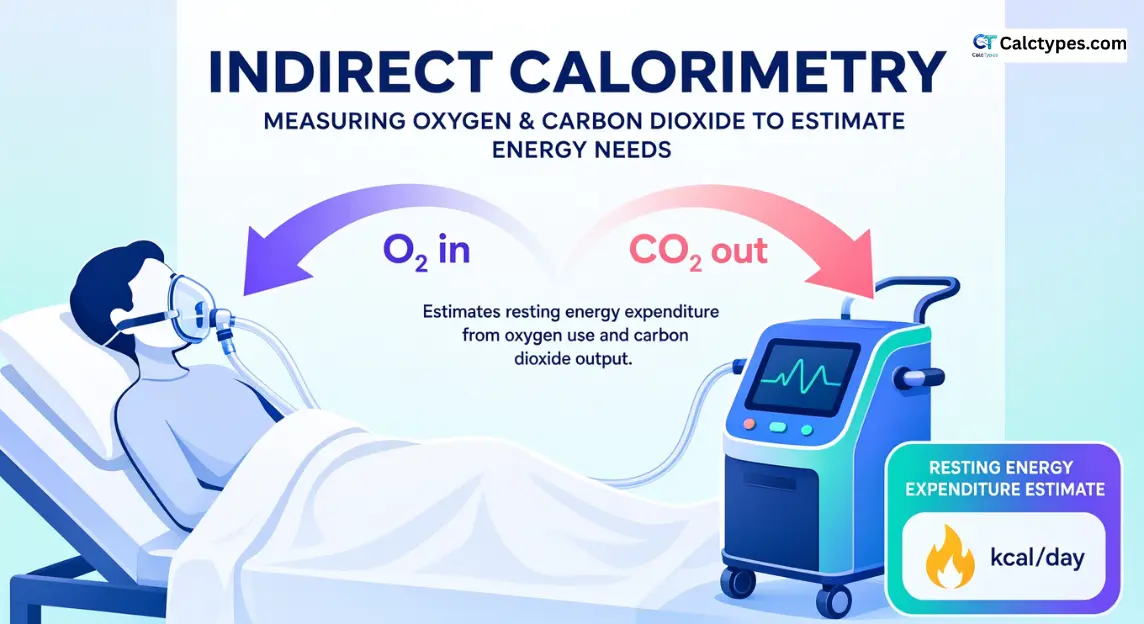 Indirect calorimetry measuring oxygen and carbon dioxide to estimate resting energy expenditure